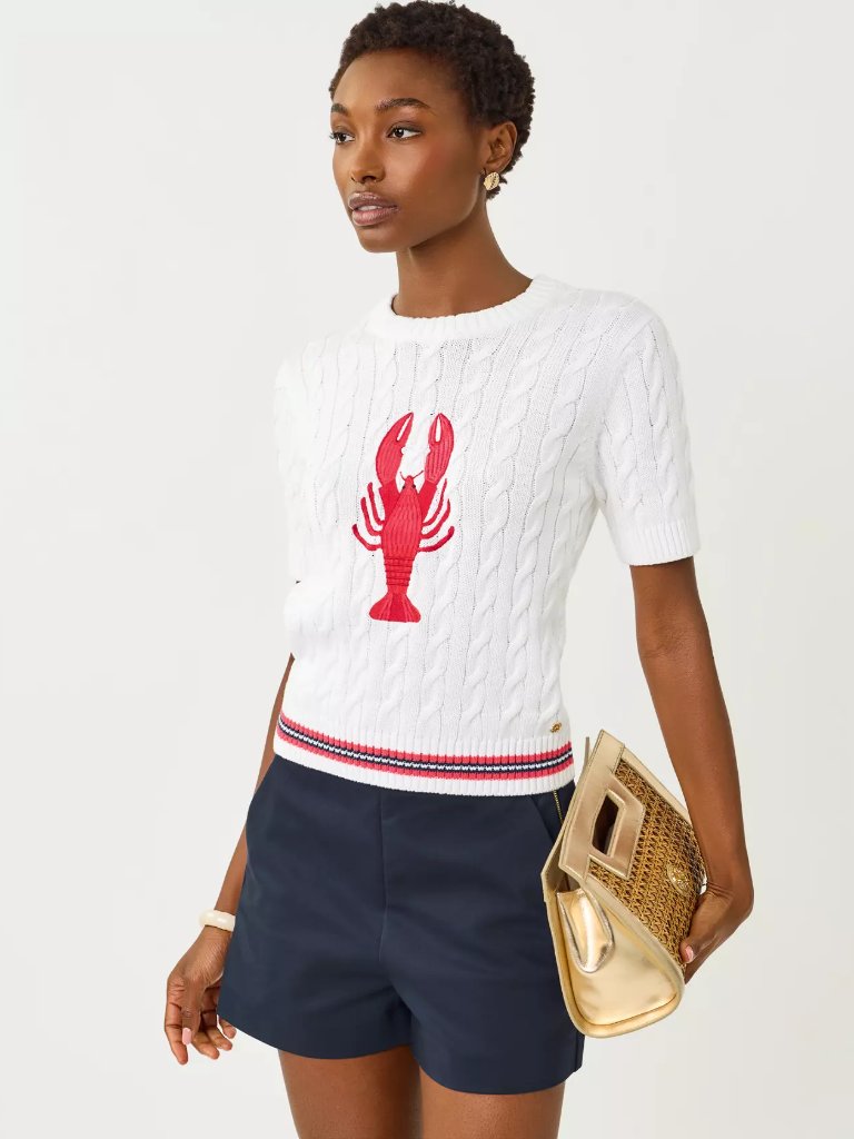 Nwt Lilly Pulitzer Miko Sweater, Resort White Lobster Embroidery, Xs